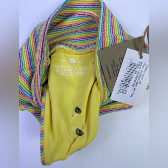 NWT Free People x Toast Swim Bikini Bundle Green, Coral And Rainbow Rib Sz XS - Picture 4 of 11